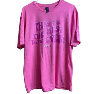 Barbie Mattel Hot Pink This is The Best Day Ever Novelty Tee Short Sleeve Sz L